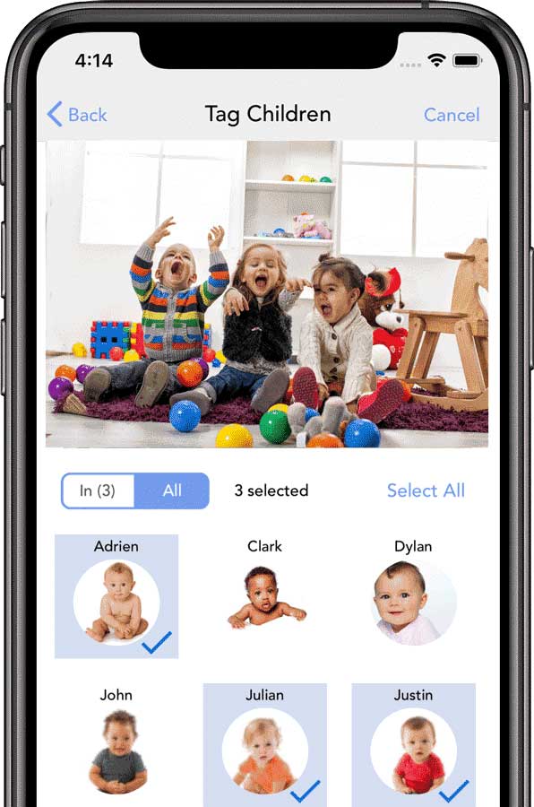 Daily Connect mobile application - tag children